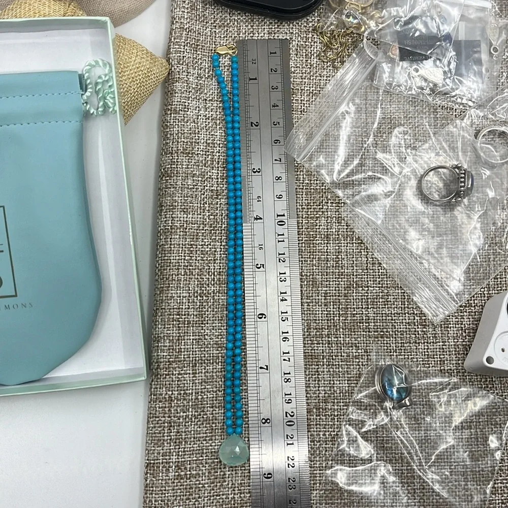 Vintage Ross Simons Necklace with Turquoise Beads & Freeform Pendant - Picture 6 of 8